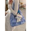 Girls College Style Plaid Canvas Bag Women's New Fashion Underarm Tote Bag Large Capacity Lace Bag