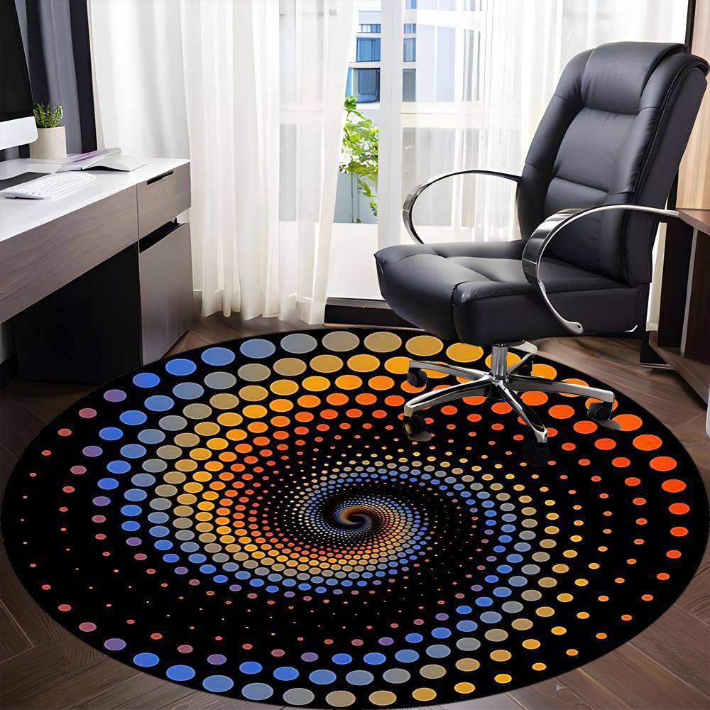 1pc Spiral Dots Pattern Carpet for Office Non Slip, Round Carpet, Soft & Comfortable, Carpet for Office, Lightweight Round Floor Mat