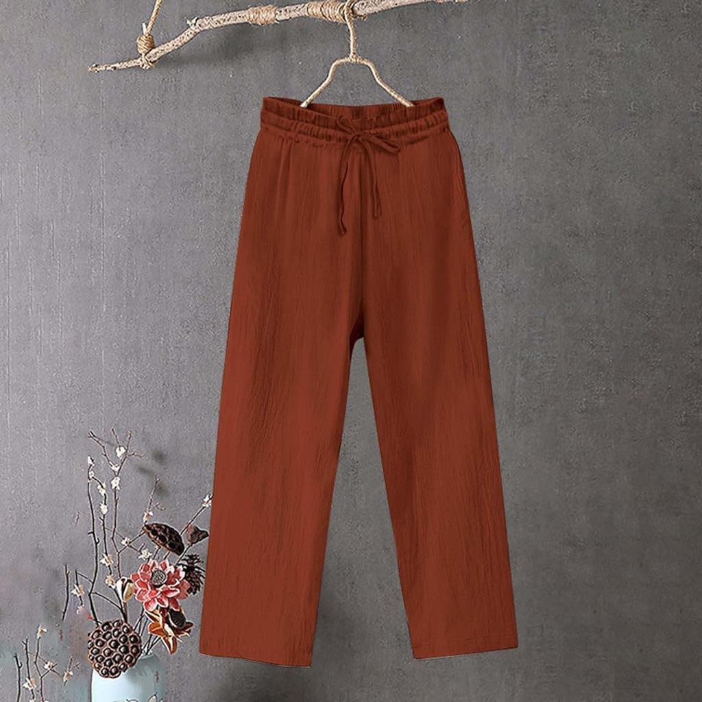 Женские широкие брюки повседневные свободные карманы однотонные эластичные летние брюки для женщин повседневные брюки