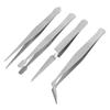 4pcs Sewing Machine Tweezers Flexible Stainless Steel Tip Elbow Wide Tip Cross Clip Long Tweezers