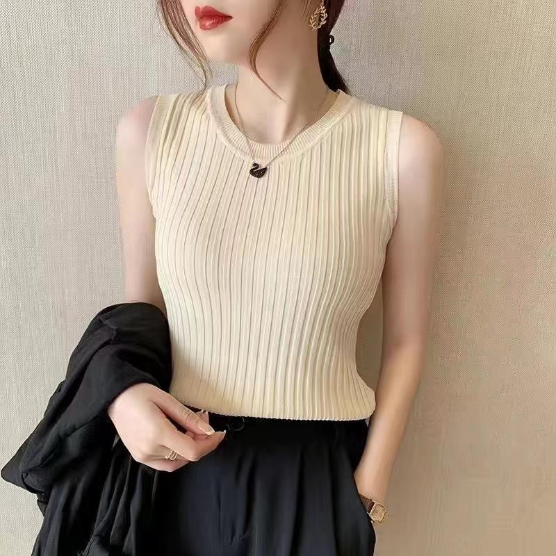 New Fashion Summer Women Tops Blouse Slim Silk Sleeveless Women Tee Shirt Ice Plus Size White T-Shirt Woman Fashion New