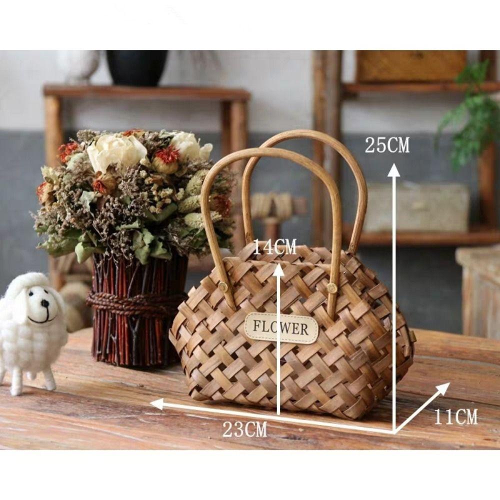 Свадебный Декор Плетеная Корзина Декоративная Ротанговая Корзина для Хранения DIY Бамбуковая Корзина для Цветов Плетеные Корзины