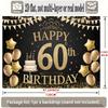 2D 60th Birthday Backdrop Black Gold Glitter - Party Decoration Photo Booth Background