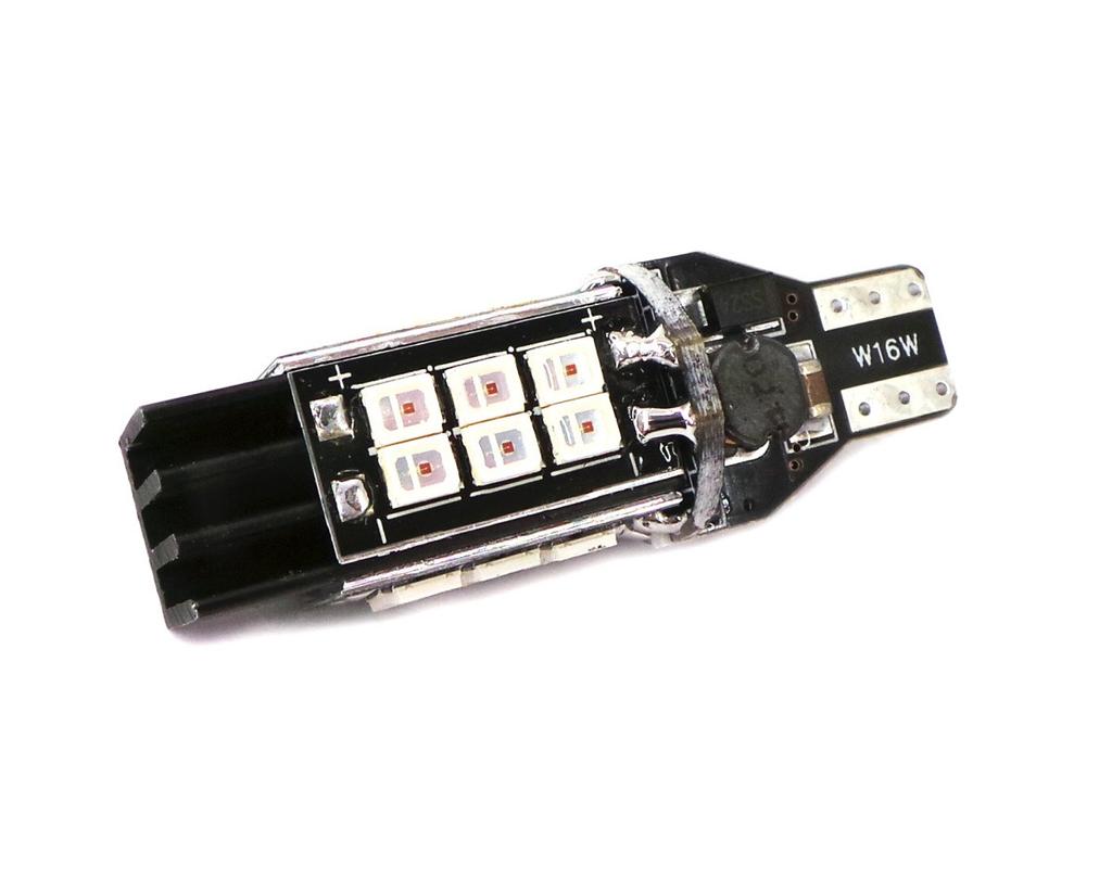 2 Pcs LED Bulb T15, W161W 12V-24V 1400lm CANBUS Red Very Strong Off-Road