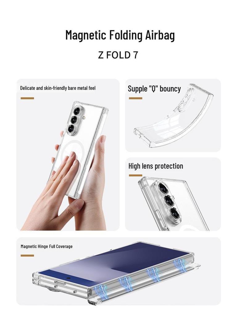 Samsung Z Fold7 Магнитный Прозрачный Защитный Чехол с Амортизацией от Падений и Совместимостью с Беспроводной Зарядкой MagSafe.