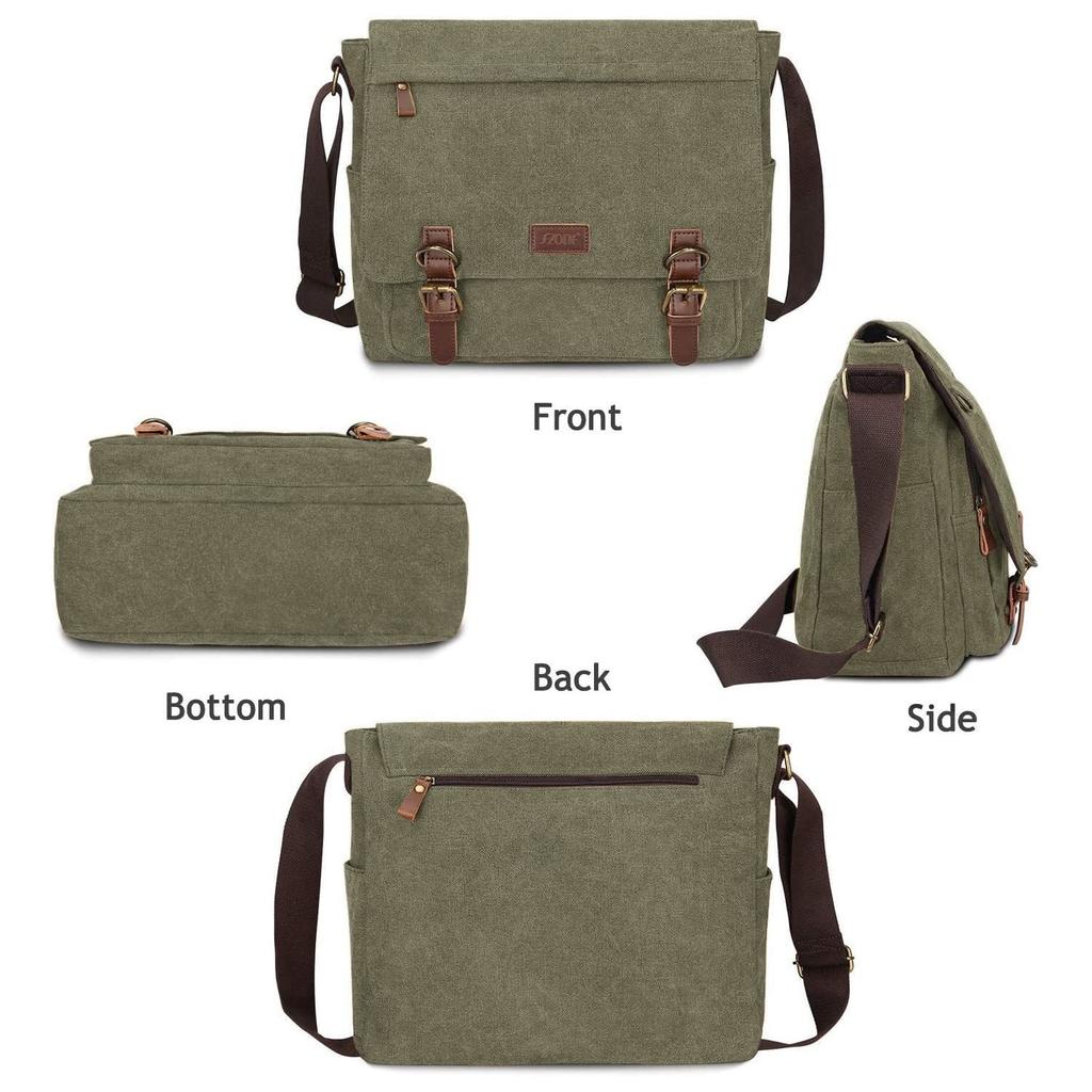 Сумка через плечо для совместимого с Messenger One Large For School [S-ZONE] Мужская, 12,9/15,6 дюйма, Сумка, Холщовая, Плечо, Вместимость, Многофункциональная,