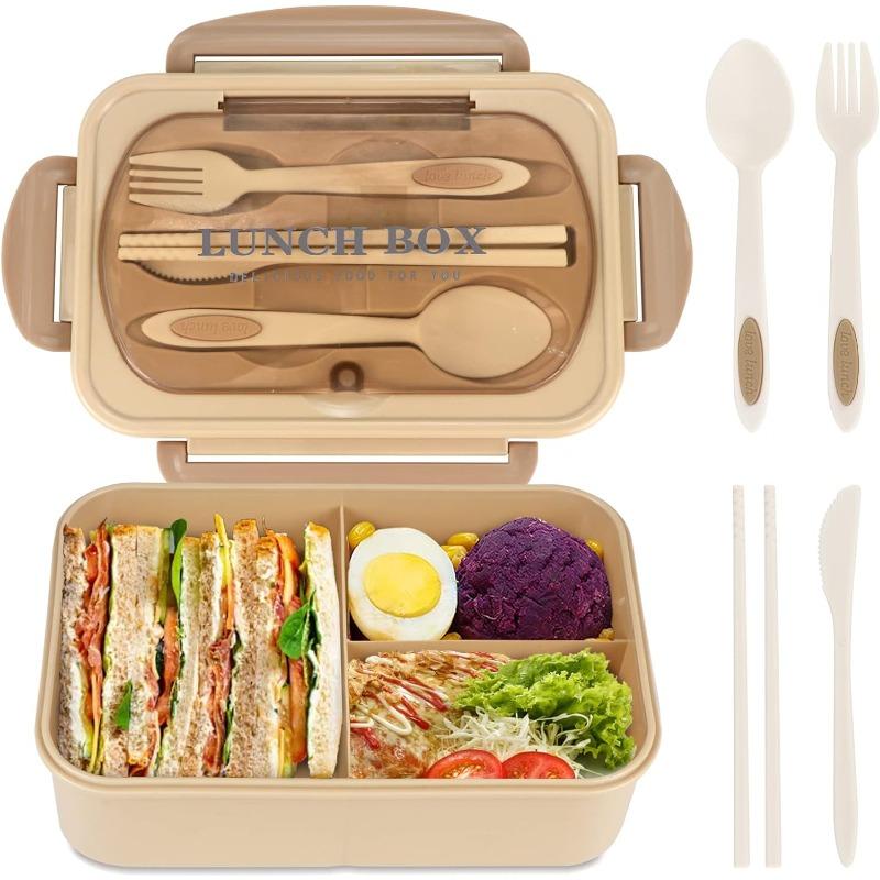 Bento Box for Adult, 1200 ML Lunch Containers, LeakProof Lunch Box with Utensils,3 Compartment Bento Box Microwave Safe