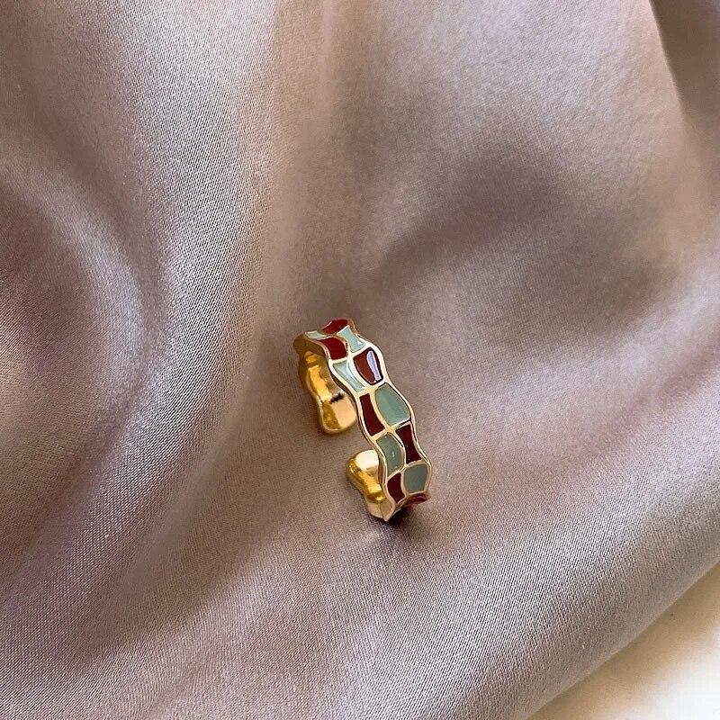 Ретро золотого цвета, двойные открытые кольца с каплей масла, женские роскошные нерегулярные регулируемые кольца на палец, новые модные свадебные украшения, подарок