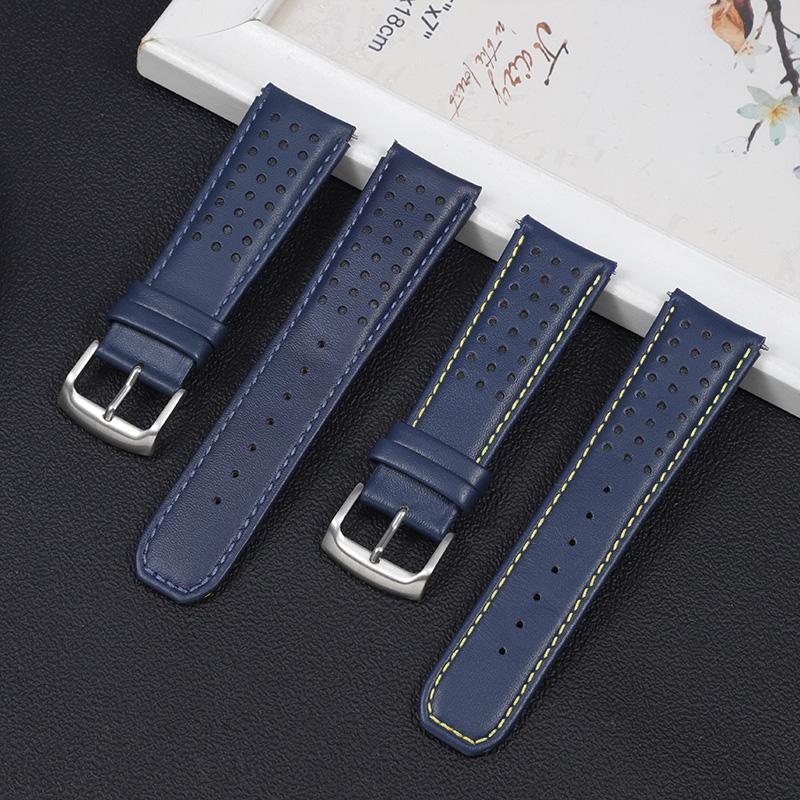 Для CITIZEN Blue Angel Мужские Радиоуправляемые Часы AT8020-54L/8020-03L/JY8078 Изогнутый Конец Натуральная Кожаная Часовая Лента Браслет Ремешок