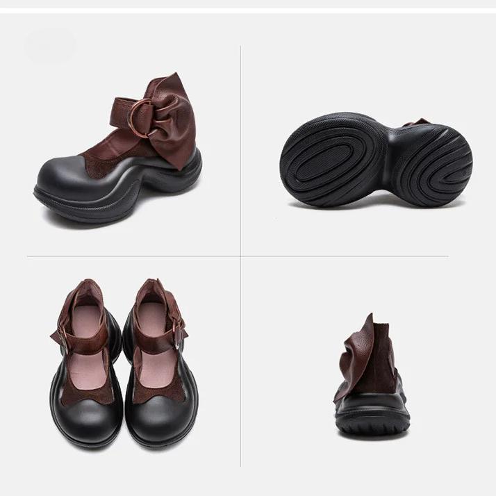 Johnature Удобные босоножки на платформе из натуральной кожи, увеличивающие рост, в стиле колледжа, женские туфли