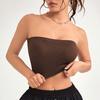 Women Ribbed Vest High Elasticity Anti-slip Bandeau Strapless Sleeveless Backless Tank Top Sweat