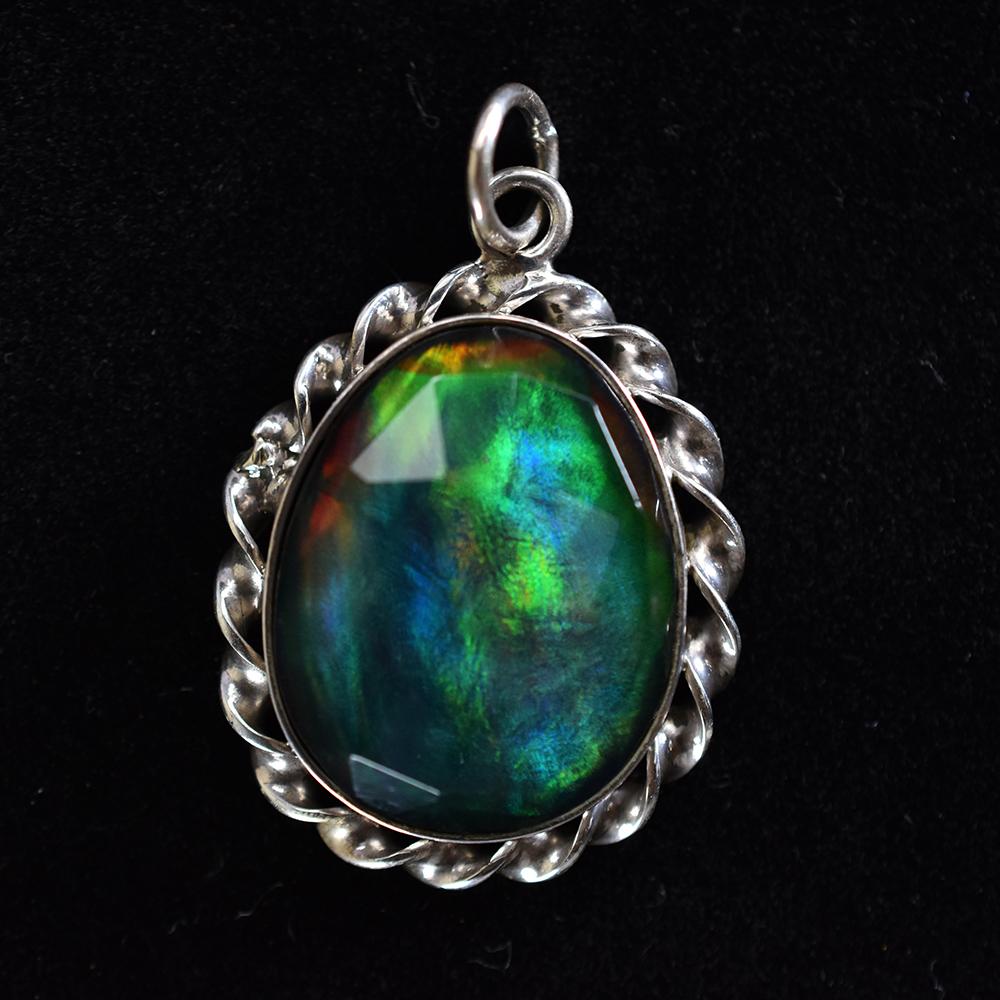 Opal Pendant 925 Sterling Silver 32.70 ct Aurora Fire Checker Oval October Birthday Birthstone
