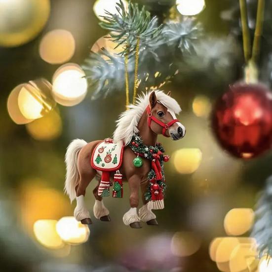 Лошадь Рождественское украшение 2D Акриловые Лошадь Рождественские украшения для елки Конные подарки для женщин девушек Любителей лошадей