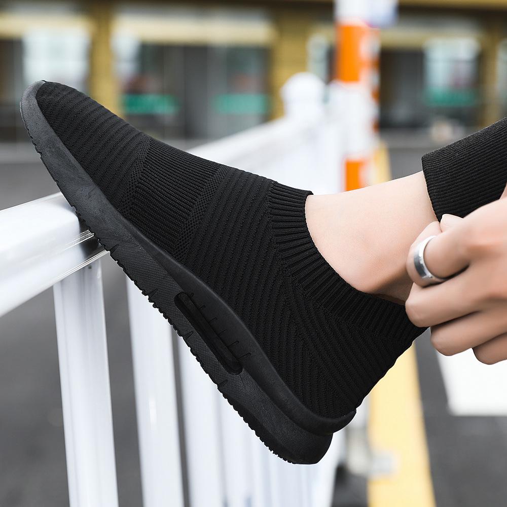 2026 Модные черные мужские дышащие сетчатые кроссовки Flyknit для бега