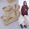 Soft Leather Open-toed Sandals Women's Retro 2025 Summer New Student Korean Version Versatile Sports Thick-soled Beach Velcro