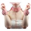 Liebe Seele Luxury SM Goods Collar Handcuffs Restraint Set Genuine Leather Cosplay Training Queen (Pink)