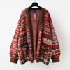2025 Зимний Большой Размер Принт Осень Женщины Пуговицы Свитера Куртка Вязание Повседневный Стиль Свободный Кардиган Свитер