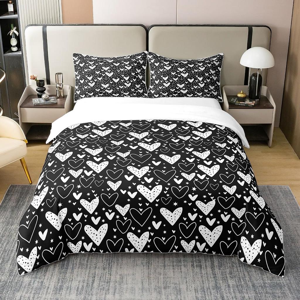 Love Comforter Set Queen King Full Size Heart Shaped Bedding Sets Full for Teen Girls Women Men Boys 3 Piece with 2 Pillow Shams