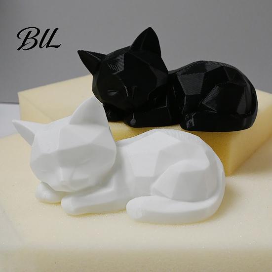 Гладкая поверхность Модель кошки 3D-печать Спящие фигурки, Геометрическая статуэтка, Минималистичная милая Фигурка тонкой работы Арт-поделки Декор
