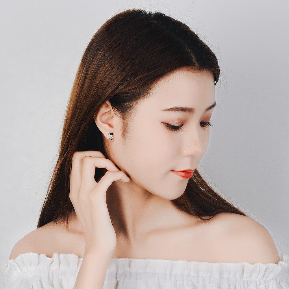 925 пробы стерлингового серебра Sky Space Astronauts маленькие асимметричные серьги-гвоздики с кристаллом для женщин и девочек S -E919