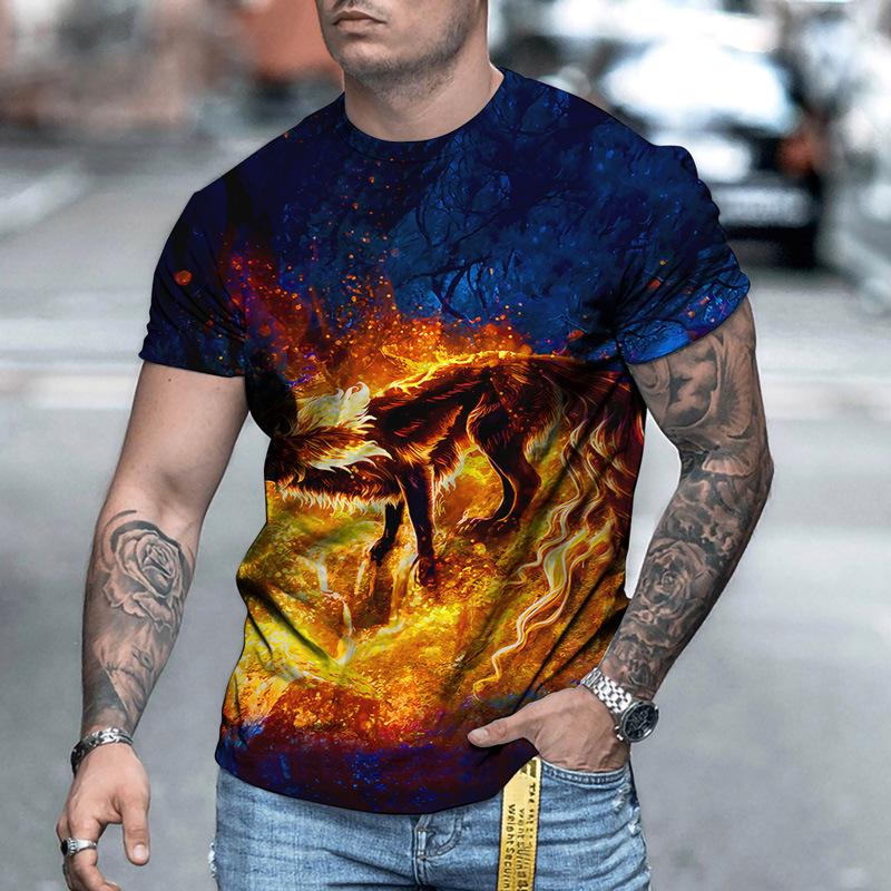 Couple Wolf Print T-Shirt Men's 3D T-Shirt Drop Ship Top Short Sleeve Camiseta Round Neck T-Shirt Fashion Casual Brand
