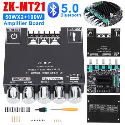 1/2/3 шт. Усилитель ZK-MT21 2x50 Вт + 100 Вт Bluetooth Цифровой усилитель мощности 2.1-канальный УМЗЧ AUX Аудио Стерео Усилитель сабвуфера