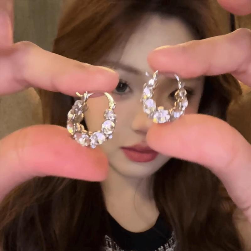 Элегантные сверкающие бриллиантовые серьги для женщин — модные и универсальные, дизайн с бриллиантами, популярный стиль интернет-знаменитостей