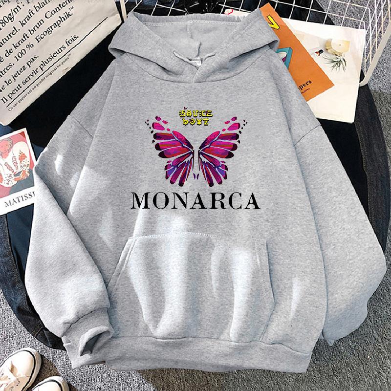 Eladio Carrion Sauce Boyz Monarca Hoodies Rose Graphic Sweatshirt Fashion Unisexga Anime Clothing Unisex/women Casual Fleece Streetwear