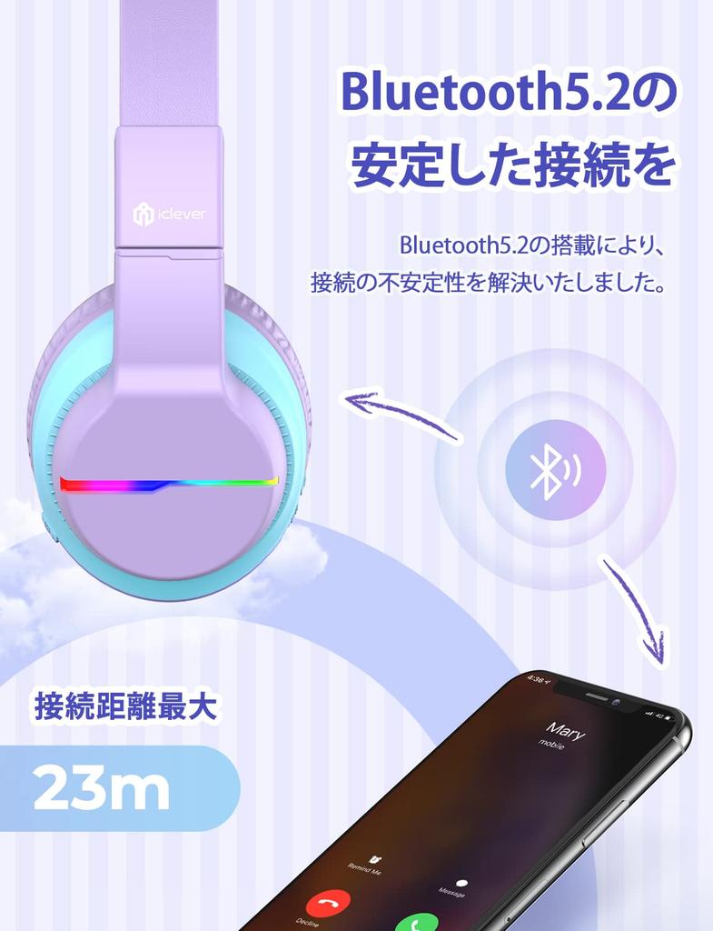 iClever Headphones Bluetooth Headphones Wireless Kids Headphones with Volume Limit 45H Playtime with Microphone for Children's (74/85 dBA)