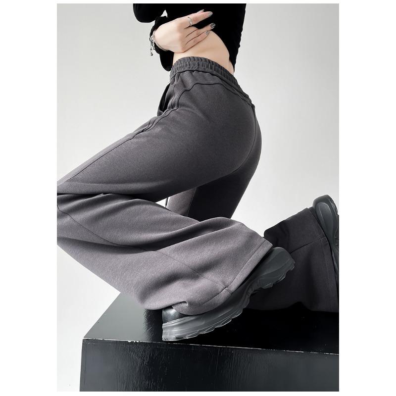 Элегантные женские повседневные брюки-клеш с широкими штанинами, новые модные свободные прямые брюки с высокой талией, женские однотонные простые офисные брюки со шнурком 2344