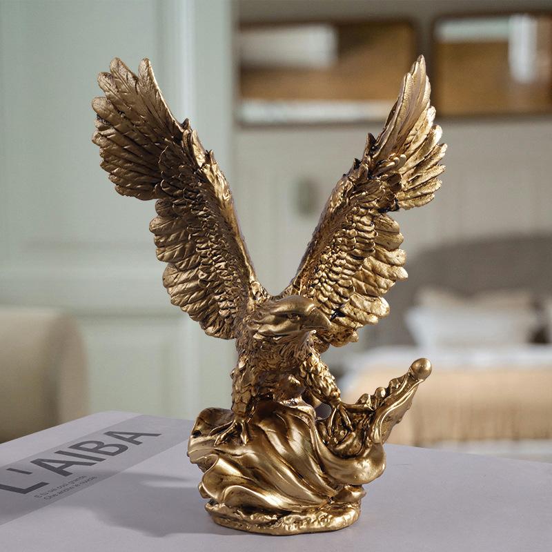 American Style Eagle Statue Resin Golden Eagle Figurines Animal Model Art Ornament Home Office Desktop Decoration Accessories