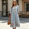 Office Work Dresses for Women Long Sleeve Floral Dress, Cottagecore Waist Cinching Stylish Dates And Shopping Autumn Midi Dress Vacation Street Party