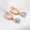 925 Sterling Silver Blue Topaz Earrings Drop For Women Cteated Gemstone Rose Gold Two -Tone Plated Luxury Fine Jewelry Accessory