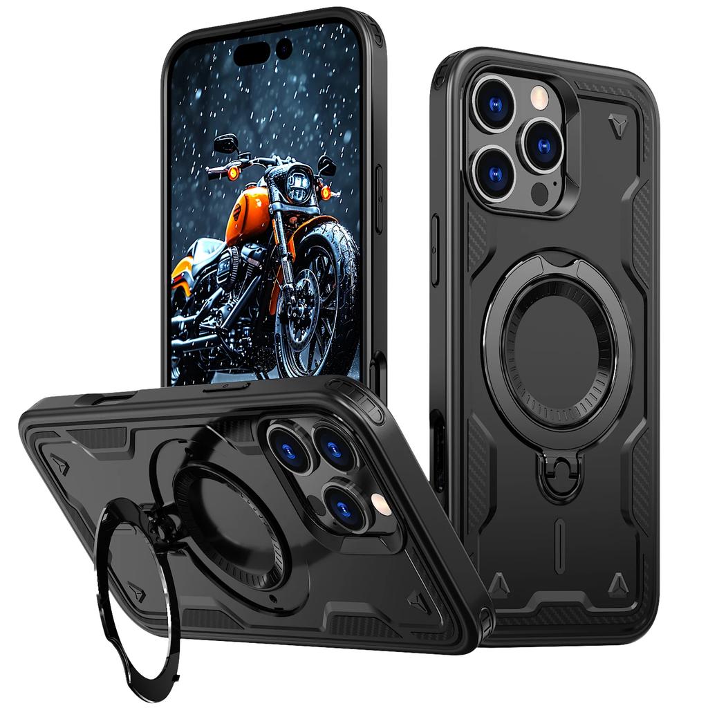 Бронированный чехол для iPhone 16 13 12 14 15 Pro Max Plus Магнитный Magsafe Беспроводная зарядка Вращающееся на 360 градусов кольцо-подставка Противоударный чехол