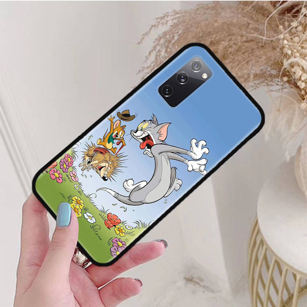 Черный чехол для Xiaomi Poco X6 X4 M5 M6 F5 F6 C65 C55 C50 C51 C40 Pro Redmi 14C A3X 13C 12C 11T 10A 9C Note 7 6 8A Plus C-46 Tom Jerry Cat Cartoon