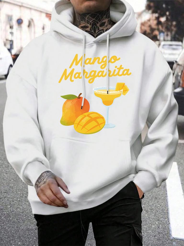 Manga Margarita Fresh Fruit Printing Men Hoodies All-Match Casual Hoody Autumn Fleece Hoodie Loose Pocket Male Streetwear