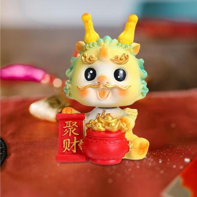 Мини-фигурка дракона из смолы для Китайского года, Декоративная качающаяся фигурка для дома