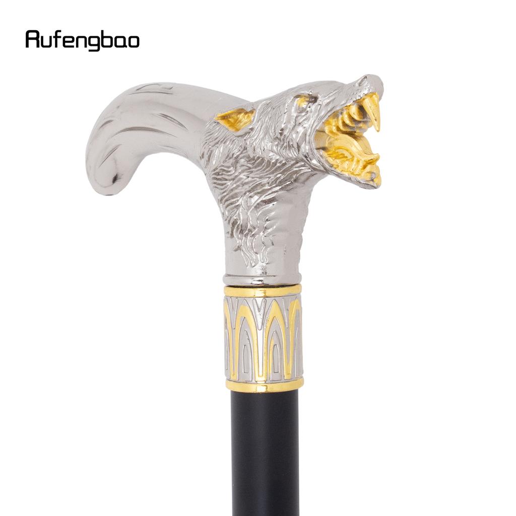 Золотая Белая Голова Волка Кусающая Трость для Ходьбы Модная Декоративная Трость Джентльмен Элегантная Косплей Трость Набалдашник Посох 93см