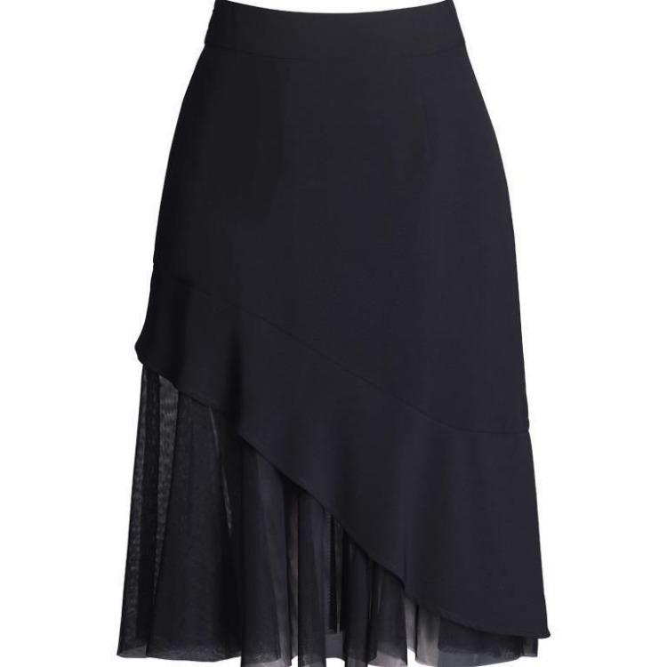 Женская черная юбка-миди весна/лето/осень юбка-рыбий хвост средней длины с высокой талией сетчатая юбка в стиле пэчворк