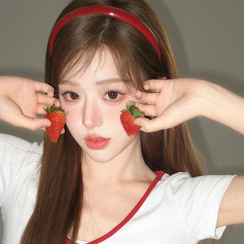 Повязка на голову для женщин и девочек, ретро-красная кожаная губка, повязки для волос, обруч для мытья лица, женские аксессуары для волос, подарок на Новый год