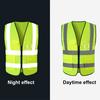 Men High-Visibility Reflective Vest V-neck Sleeveless Multi Pockets Design Waistcoat Clear ID Pocket Pen