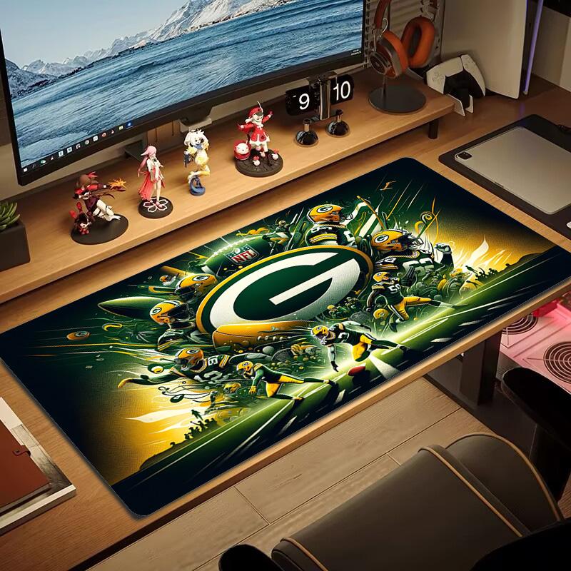 Green Bay Packers Logo Color Mouse Pad Large Gaming Table Cushion Non-slip Laptop Tablet Big Mousepad XXL Mat Mini PC Playmat With Lock edge