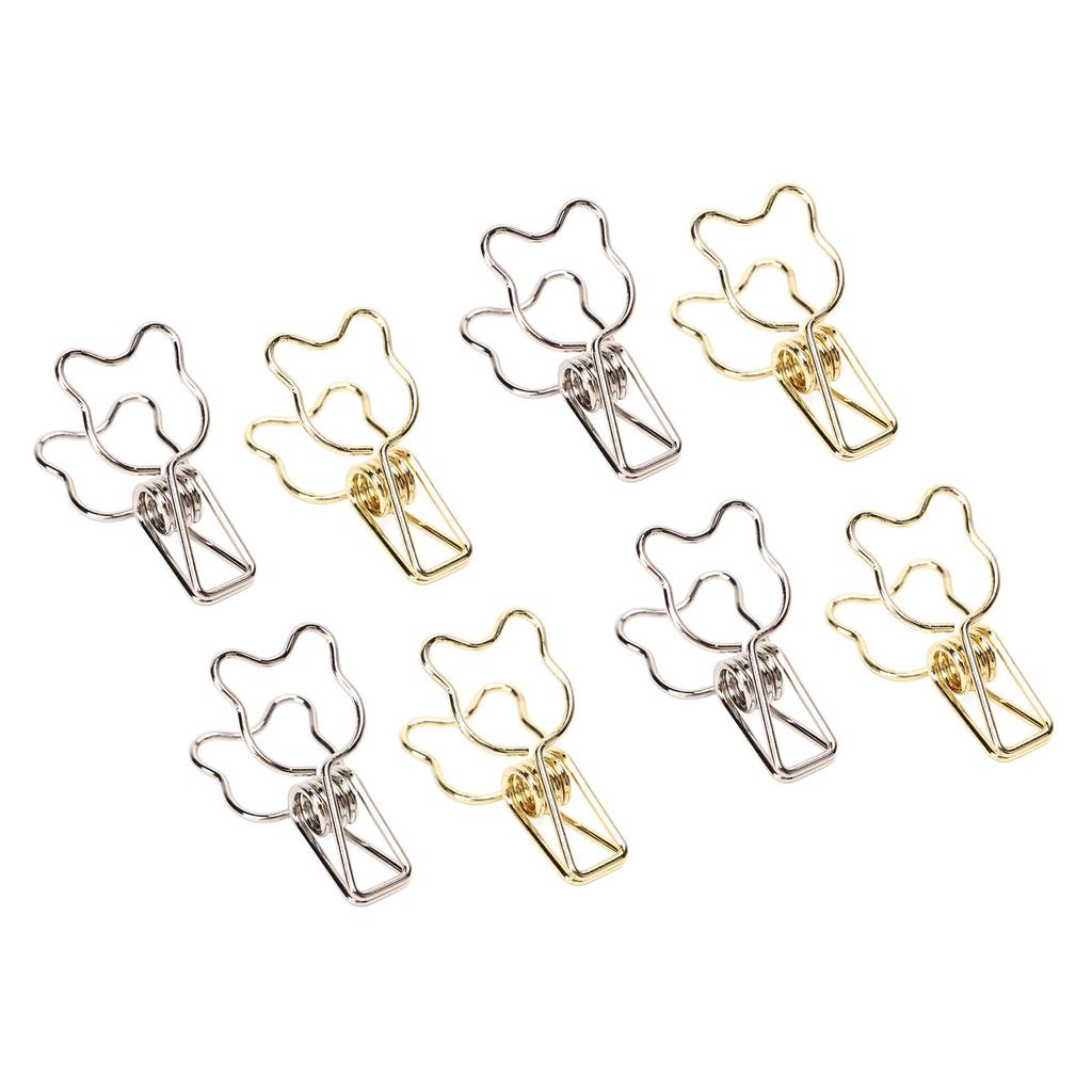 100 шт. клипсы золотые серебряные в форме милого медведя с сильной силой зажима металлические полые длинные хвостовые клипсы