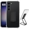 Case for Samsung Galaxy S23 Transparent Silicone Shockproof Reinforced Corners with Black Foldable Stand