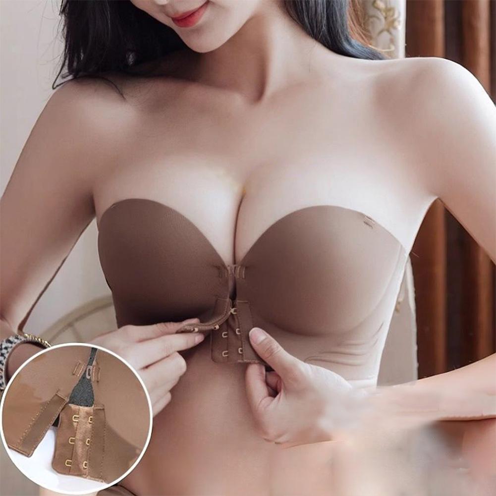 Женские бюстгальтеры с застежкой спереди, утолщенные, собранные, бесшовные, беспроводные, мягкие, пуш-ап, без бретелек, сексуальное, невидимое нижнее белье, интимное