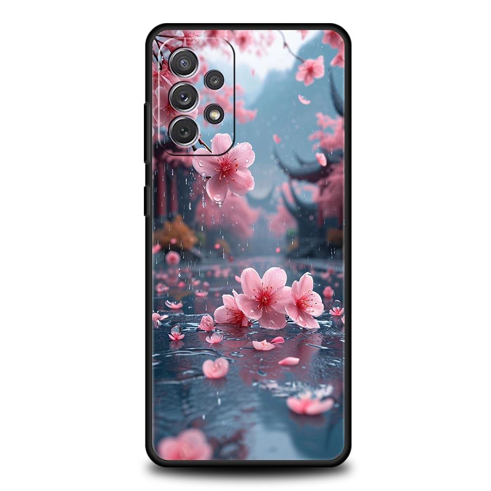 Розовый чехол с цветами сакуры для Samsung Galaxy A17 A07 A55 A35 A25 A15 A05 A33 A31 A21s A13 A41 A73 A53 A51 A71