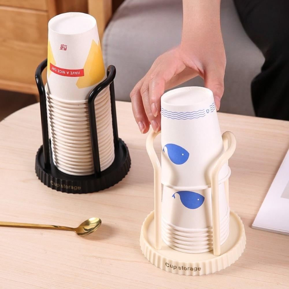 Disposable Cup Holder Desktop Paper Cup Organizer Creative Non Perforated Storage Rack for Home Office Coffee Tea Accessories