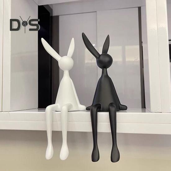Статуэтка сидящего кролика, длинноногого кролика, смоляная статуэтка, скульптура животного, домашний офис, книжная полка, настольное пасхальное украшение, орнамент