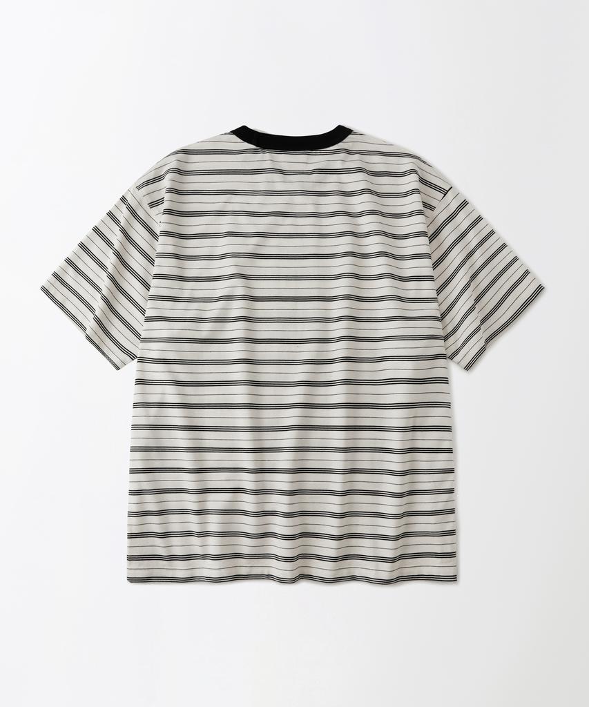 OUTSTANDING Stripe Half Sleeve Tee_Ivory/Black