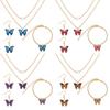 1 Set Dual Layers Butterflies Necklace Elegant Earrings Rhinestone Inlay Bracelet Jewelry Kit Accessories